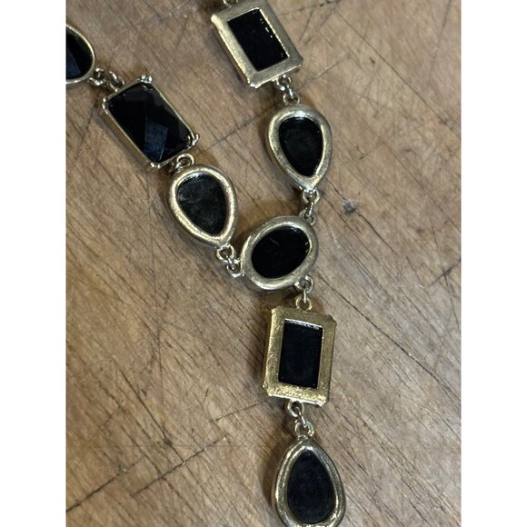 Gold-Tone Necklace With Black Faceted Stones & Lobster Clasp AVON? - Picture 4 of 8